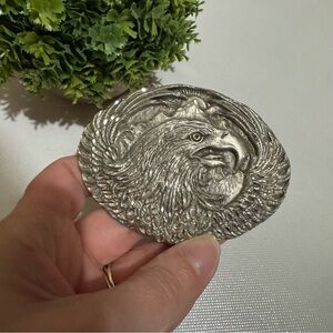 Vintage Silver Toned Metal Eagle‎ Belt Buckle Patriotic America Biker Motocycle